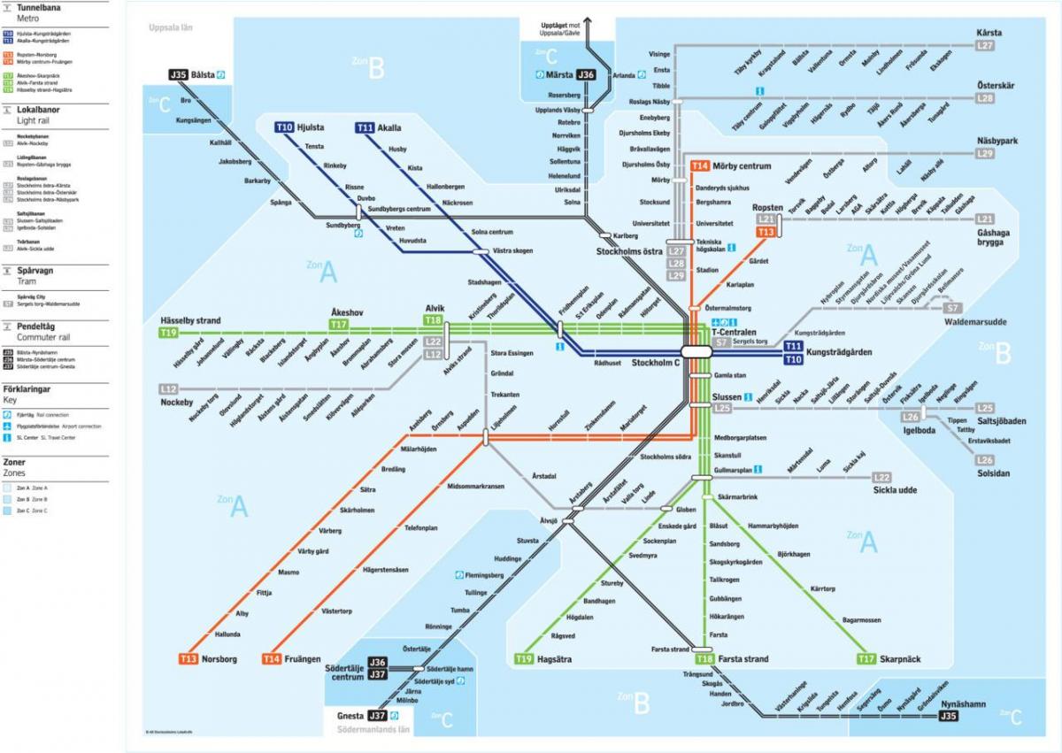 sl tunnelbana नक्शा