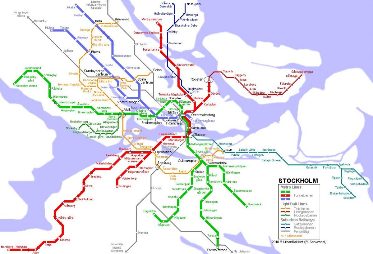स्वीडन tunnelbana नक्शा