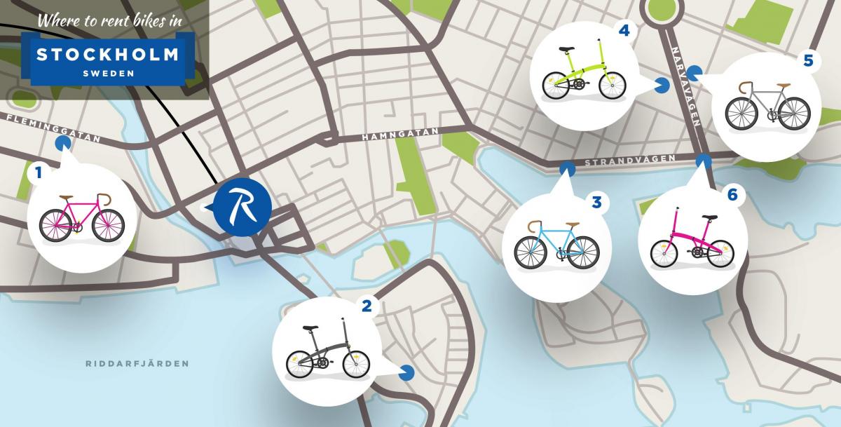 स्टॉकहोम शहर बाइक का नक्शा