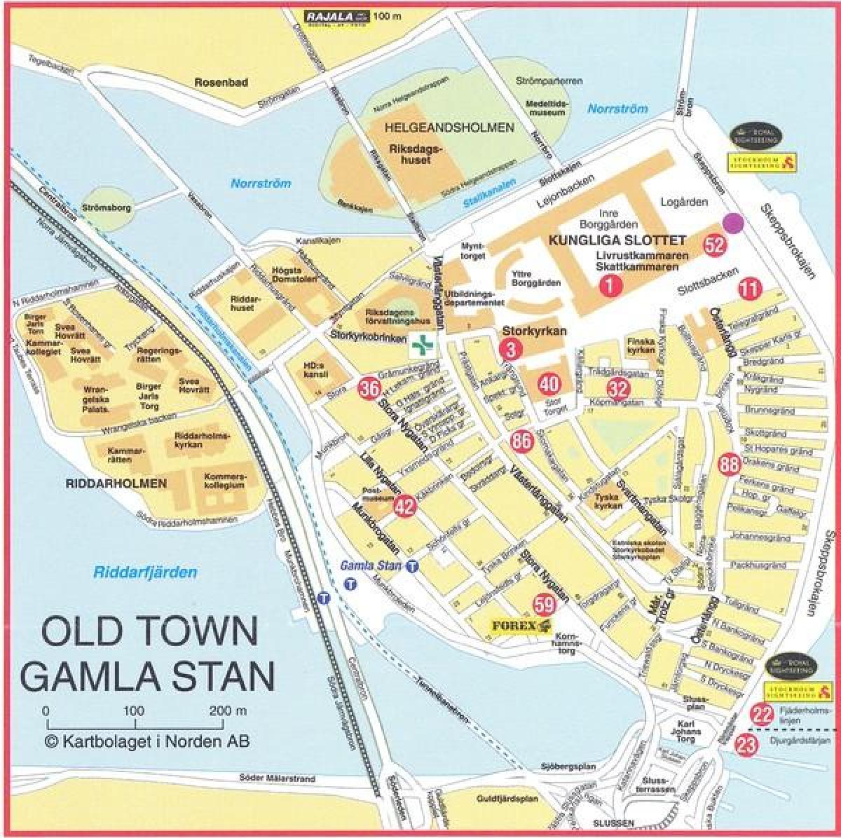 मानचित्र के पुराने शहर स्टॉकहोम स्वीडन