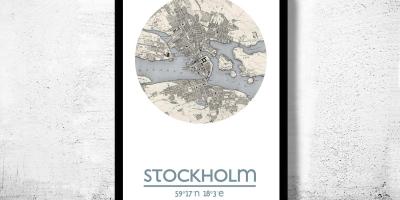 नक्शा स्टॉकहोम के मानचित्र पोस्टर