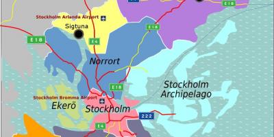 नक्शे के स्टॉकहोम स्वीडन क्षेत्र
